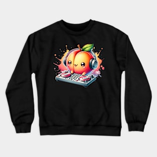 Watercolor Kawaii Peach Dj Crewneck Sweatshirt